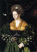 BARTOLOMEO VENETO Portrait of a Lady in a Green Dress oil on canvas